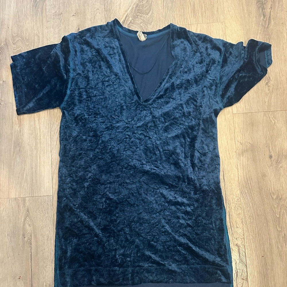 Velvet V-Neck Tunic in Dark Teal